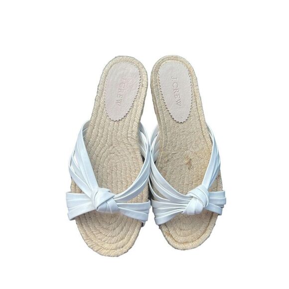 J. Crew Made-in-Spain knotted espadrille slides in leather‎ White Size 7 - Picture 1 of 5